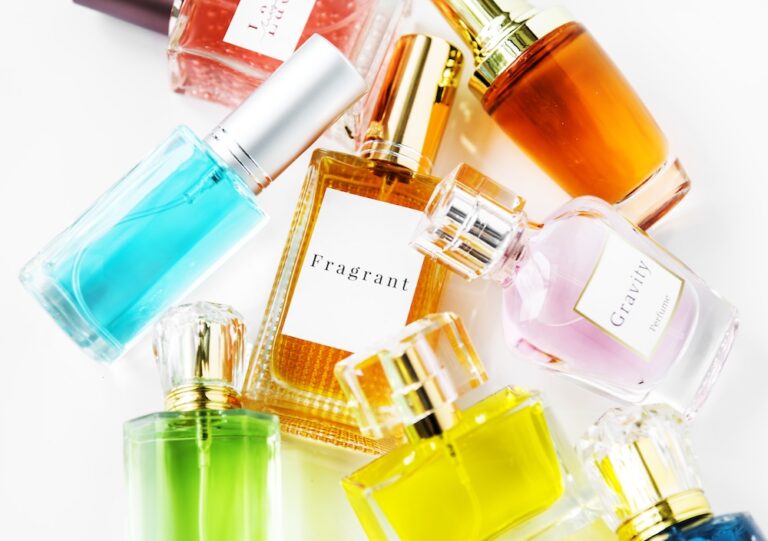 mix of fragrance bottles on the table