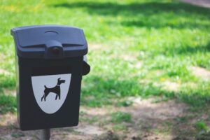 dog trash bin to put dog waste inside at the park
