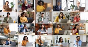 people remotely working together from home