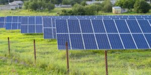 solar panels in a row on open land