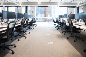 empty and cramped modern office in a commercial building