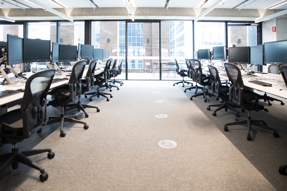 empty and cramped modern office in a commercial building