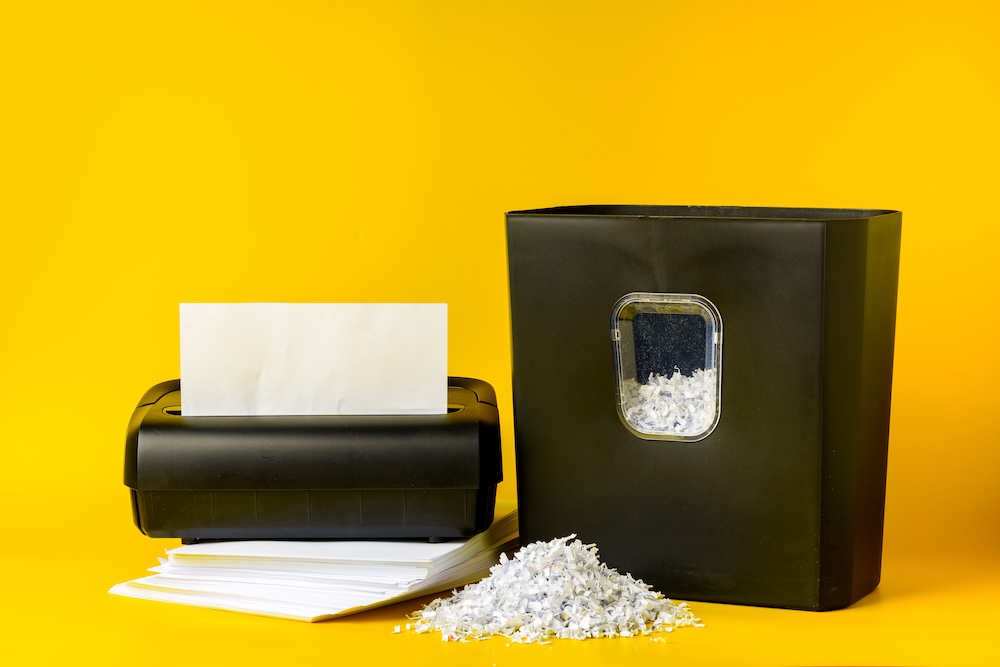 printer, paper, and shredder