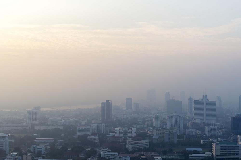 smog over city skyline