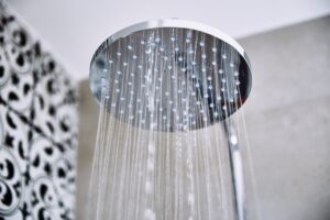 large shower head pouring water