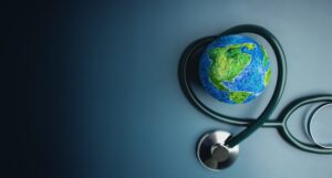 stethoscope wrapped around the earth