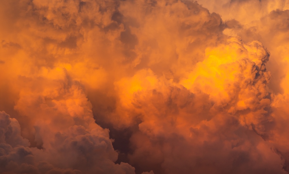 orange sky from fire with orange clouds