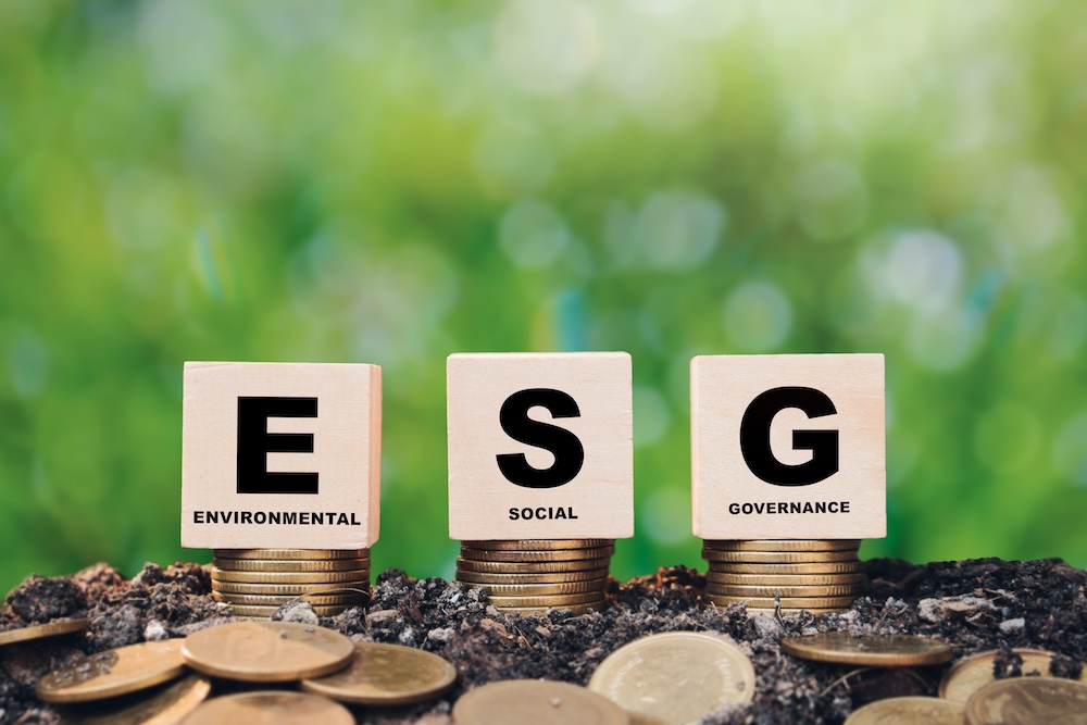 wooden letters spelling ESG with its explanation