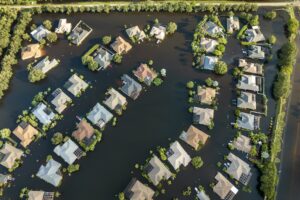 hurricane caused flooding in residential area