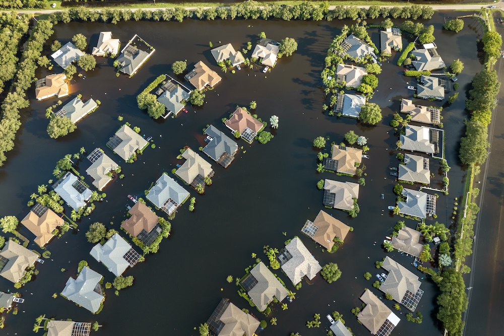 hurricane caused flooding in residential area