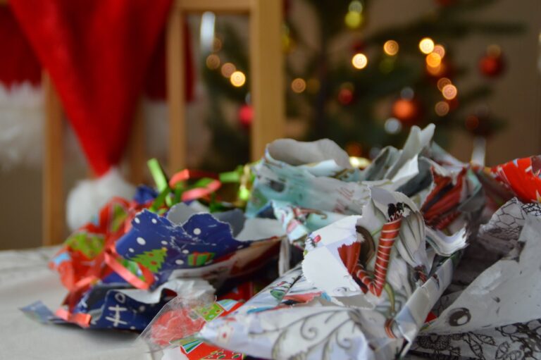 Gift wrapping left over and torn apart