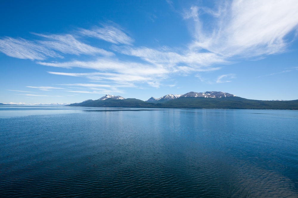 Massive blue ocean and blue sky in argentina