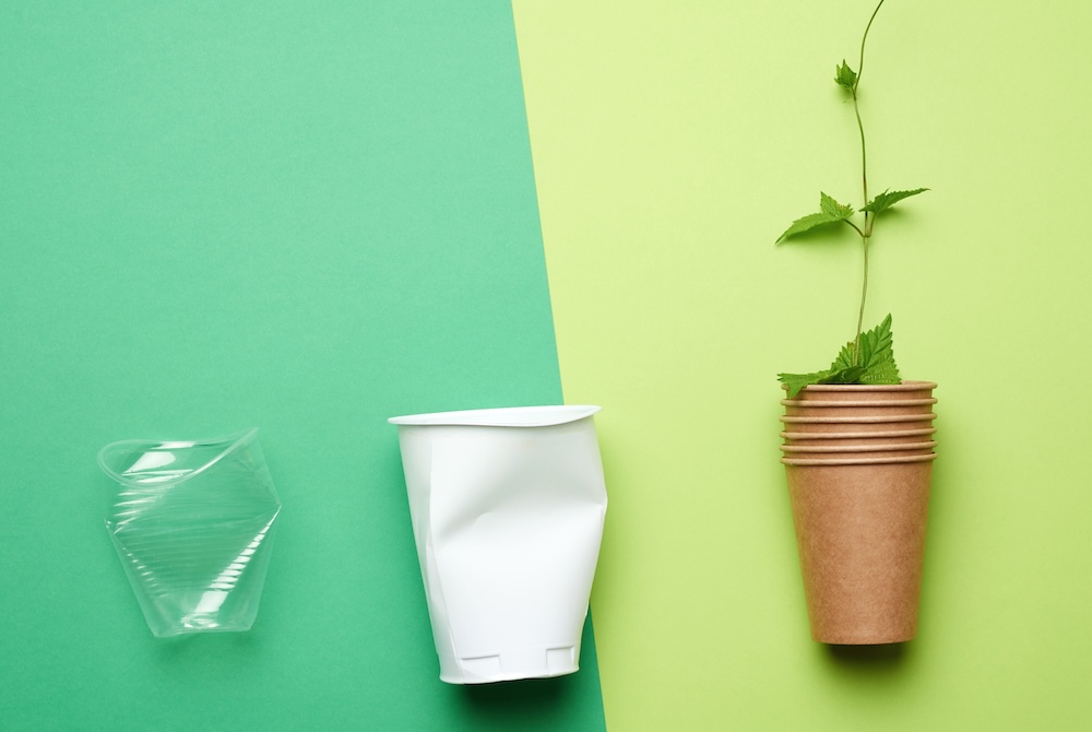 blend of paper and plastic cups