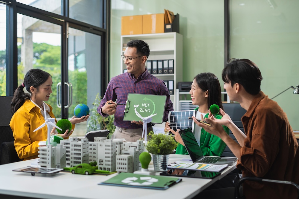 people working at a net zero renewable energy company