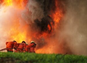 firefighters putting out a megafire