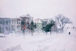 snowfall in a small town