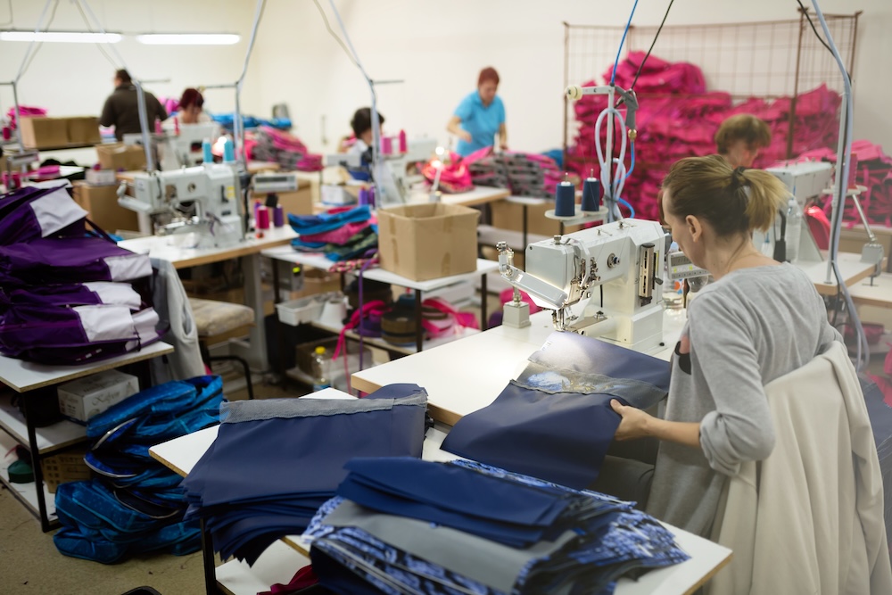 Women working in a textile fabric factory