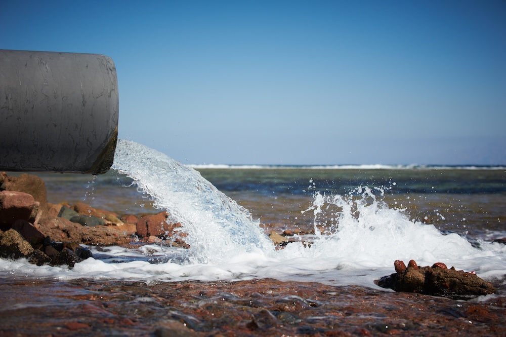 Large pipe draining into the sea