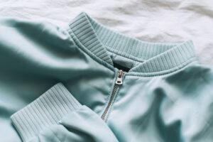 Close up view of polyester jacket
