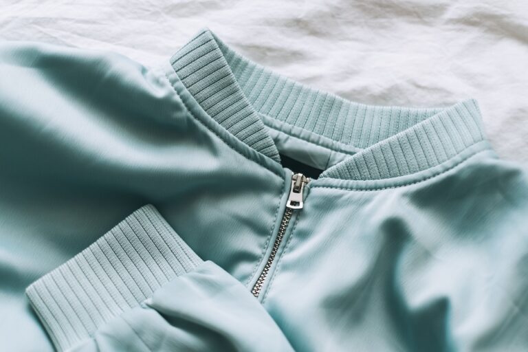 Close up view of polyester jacket