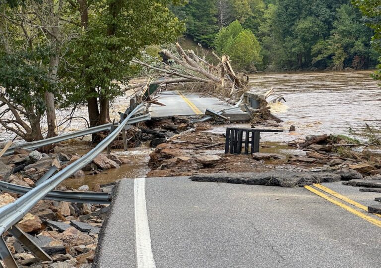 Bridge destroyed after a hurricane