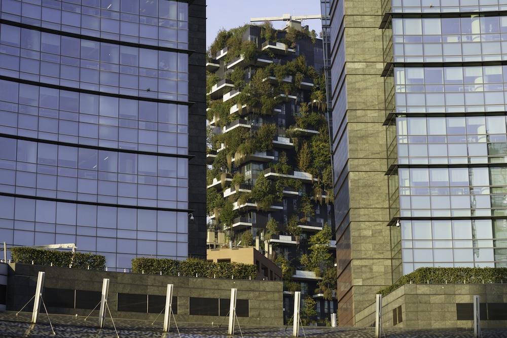 Modern living building in milan