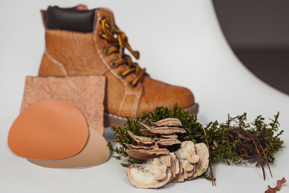 Vegan leather shoes made from mushroom material